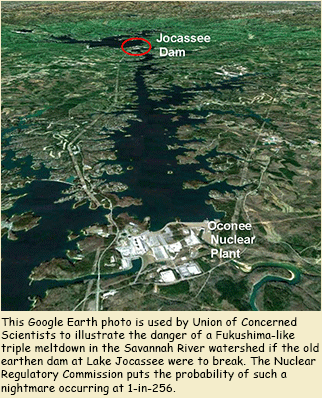 Satellite photo shows Jocassee dam threat to downstream nuclear reactors at Oconee